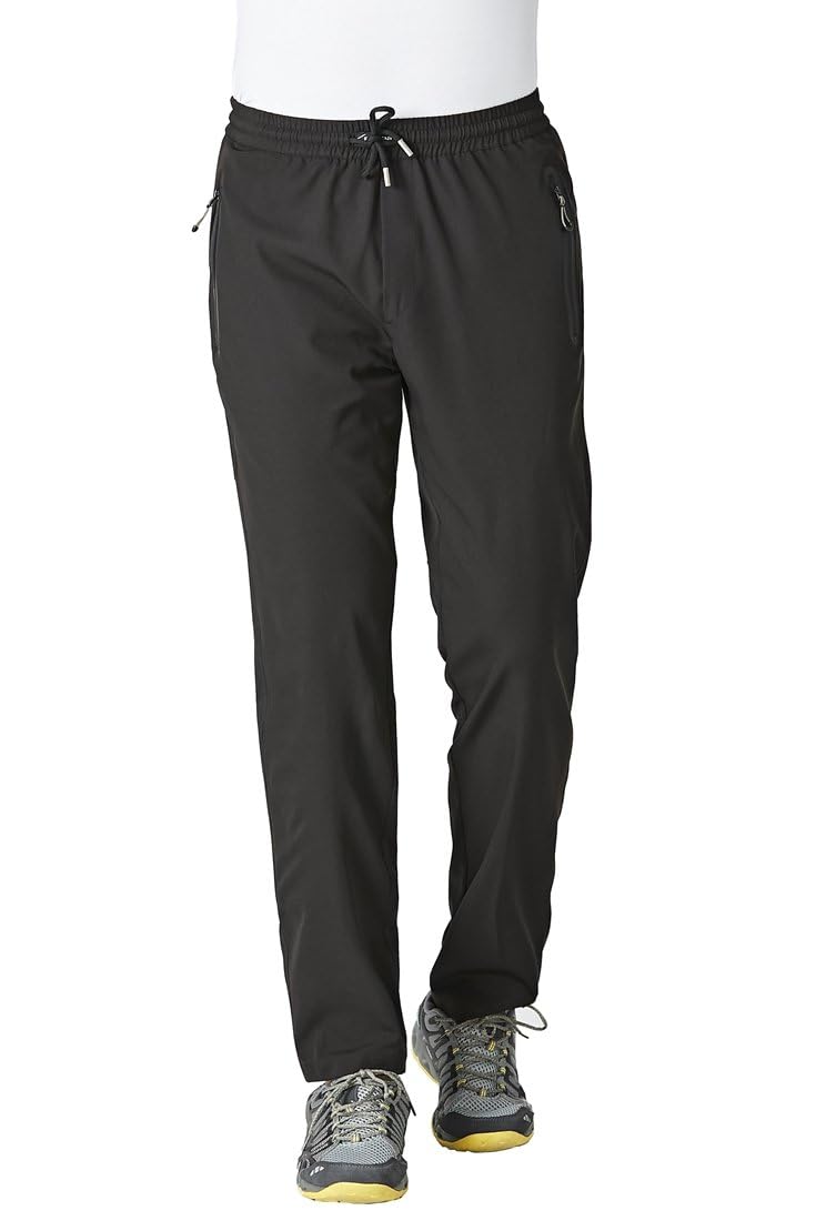 Rdruko Men's Casual Pants Lightweight Quick Dry Hiking Workout Running Sports Sweat Pants with Pockets(Black, US M) - Image 1